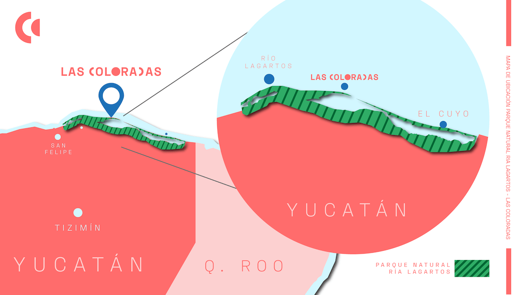 Mapa de la Reserva de a Biósfera Ría Lagartos