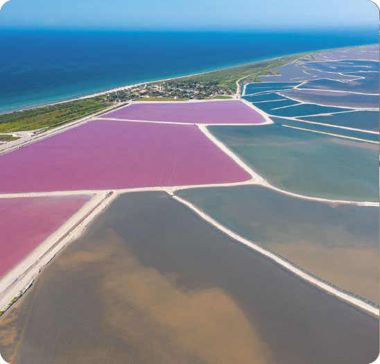 Vista aérea de las diferentes tonalidades en la laguna.